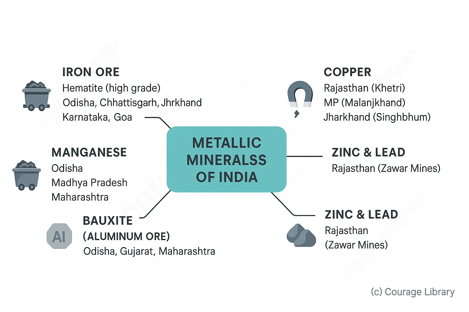 Illustration of Mineral Resources in India
