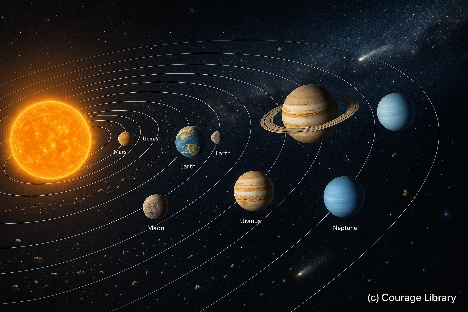 Illustration of the solar system